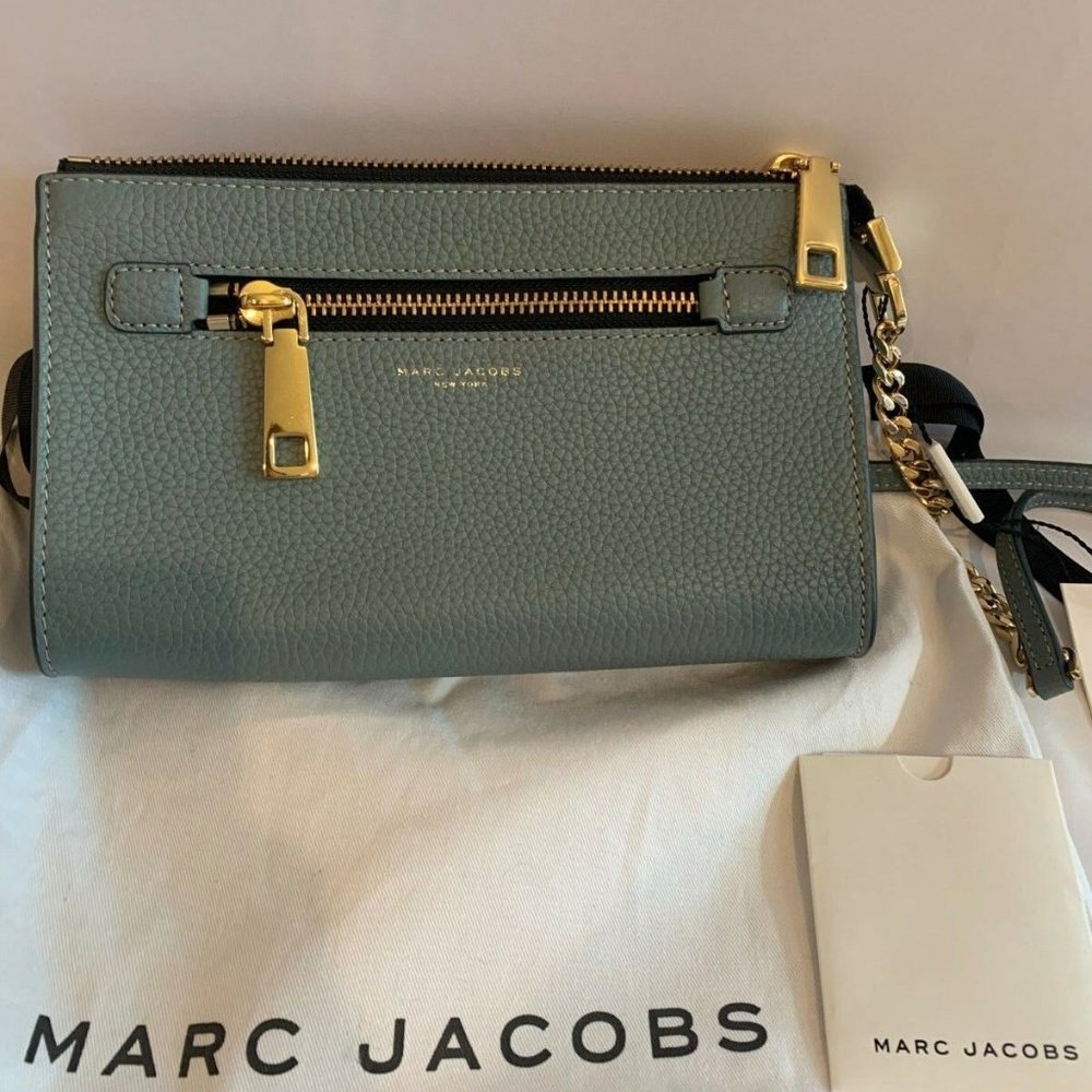 Marc Jacobs Gotham Crossbody Wallet Bag Leather NEW Dolphin Blue $295